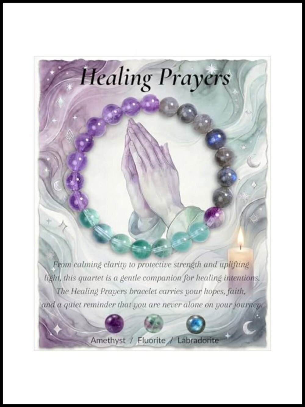 Crystal Healing Bracelet Stretch Amethyst Fluorite Labradorite Spiritual